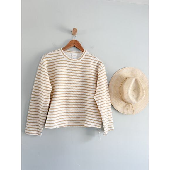 J Crew Factory | NWT | Reversible quilted pullover in Tan White | Sz XS - Picture 2 of 9